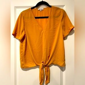 Madewell Mustard Tie-Front Blouse Size M